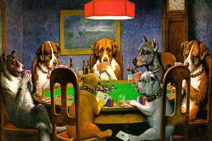 Câini jucând poker de Cassius Marcellus Coolidge